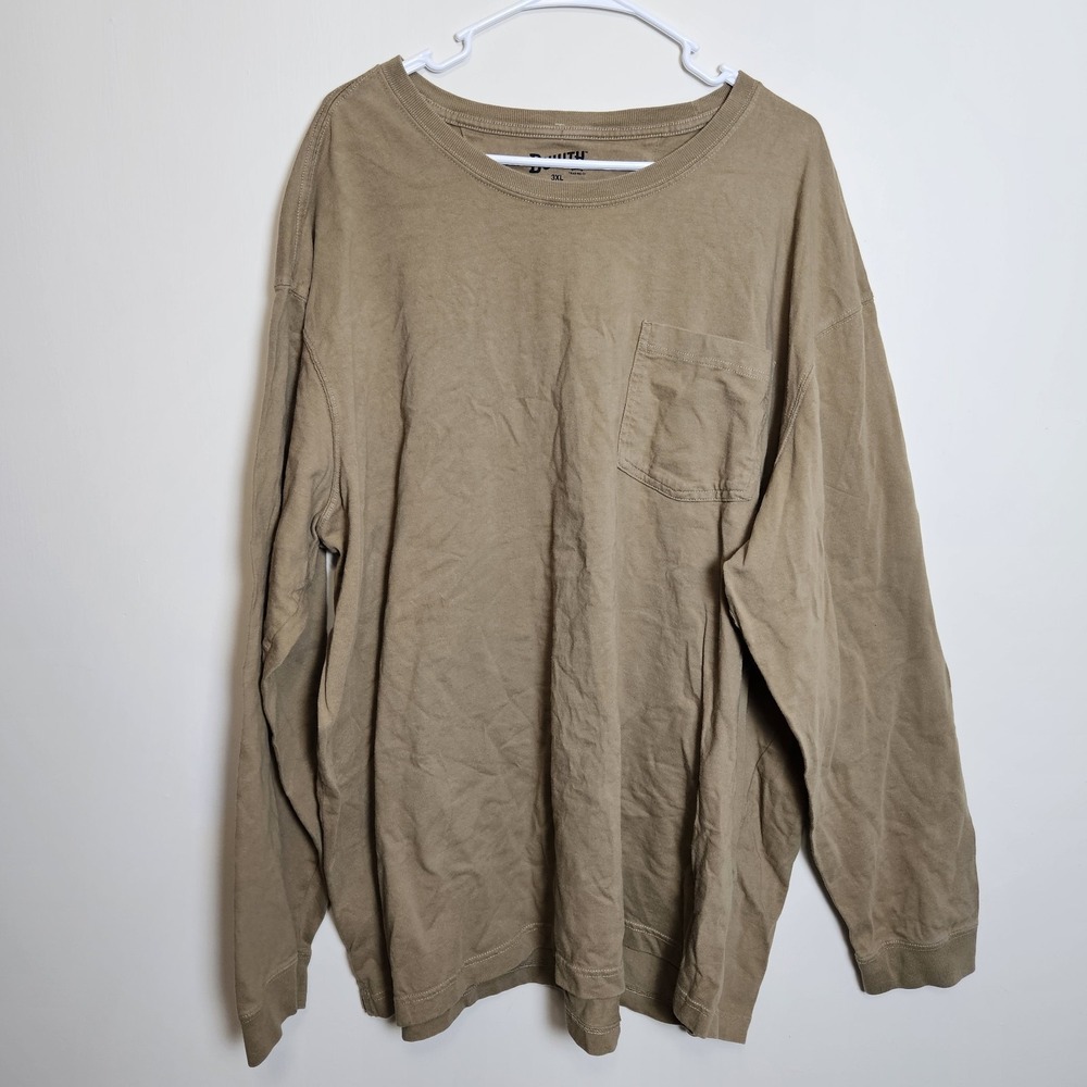 Duluth Trading Co. Mens 3XL Brown Long Sleeve T Shirt Longtail Relaxed‎ Fit